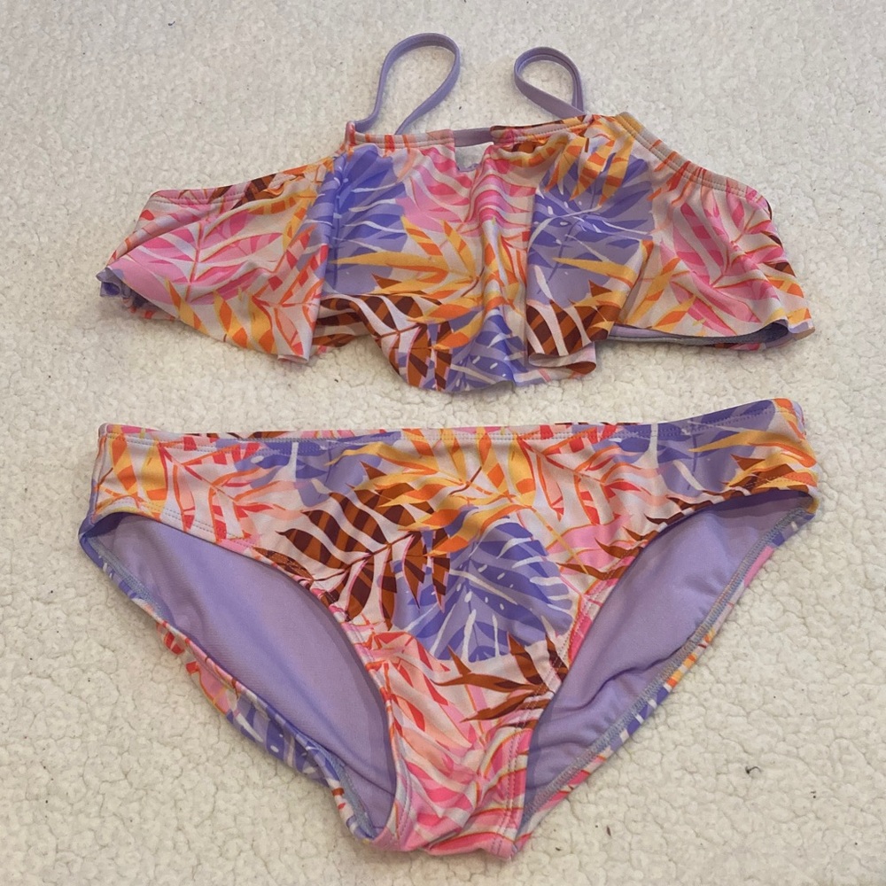 Wonder Nation Pink and Purple Leaf Bikini